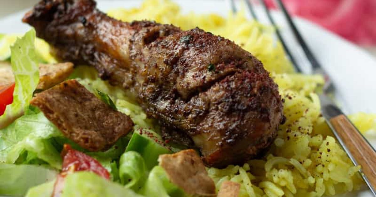 Chicken Dinners So Good Close Up of Air Fryer Sumac Chicken on a Salad
