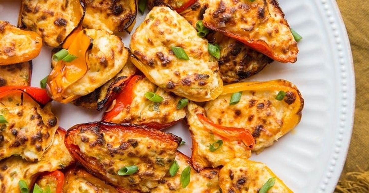 Air Fryer Christmas Party Appetizer Recipes a Plate of Air Fryer Cream Cheese Stuffed Mini Peppers