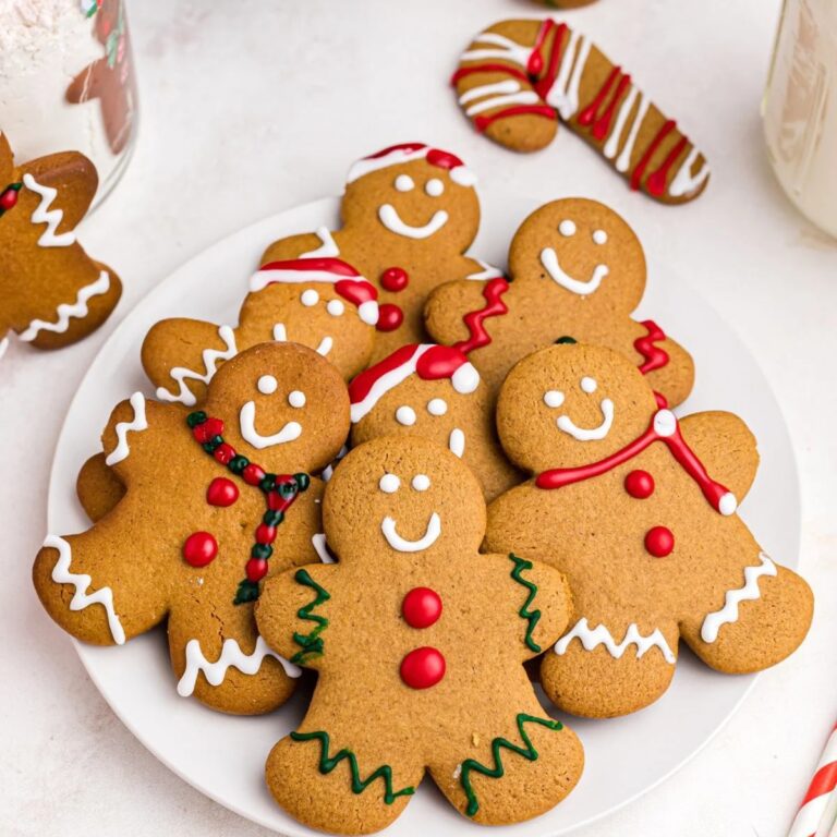 Air Fryer Christmas Party Recipes Close Up of a Tray Filled with Gingerbread Man Cookies