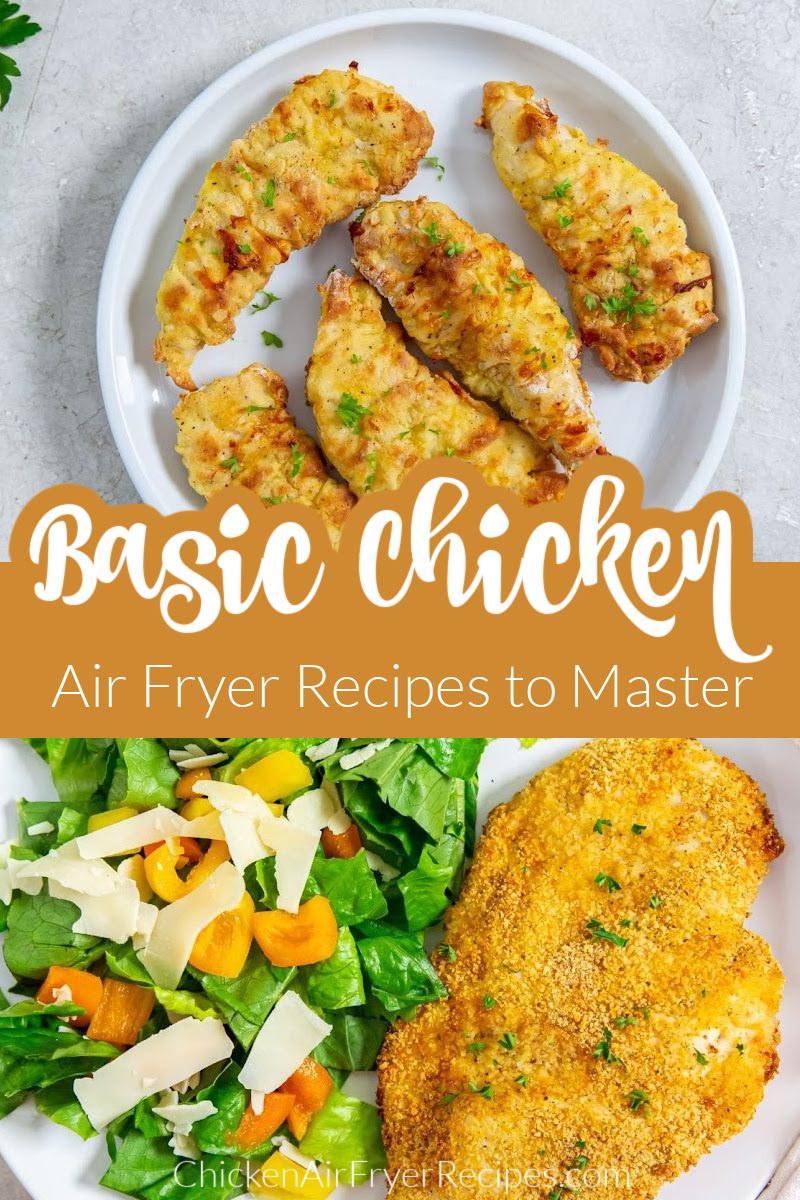 Our basic chicken air fryer recipes are easy chicken dinner ideas that everyone can master and use often, even for busy weeknight meals. Easy Chicken Air Fryer Recipes | Air Fryer Chicken | Quick Chicken Recipes | Healthy Air Fryer Meals | Crispy Air Fryer Chicken | Air Fryer Dinner Ideas | Easy Weeknight Dinners | Chicken Breast Air Fryer | Air Fryer Recipes Easy | Healthy Chicken Recipes