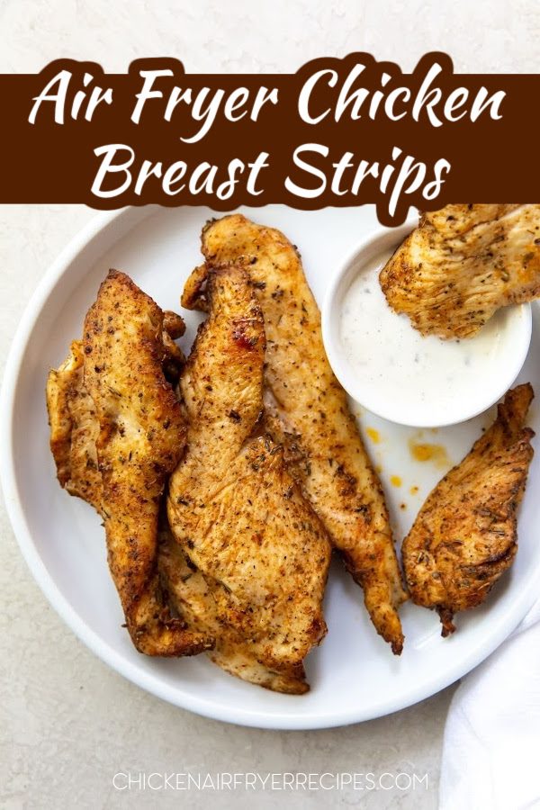 Our easy air fryer chicken breast strips recipe lets you ditch the frozen strips and make fresh chicken strips from boneless chicken breast, perfect for dipping into BBQ.