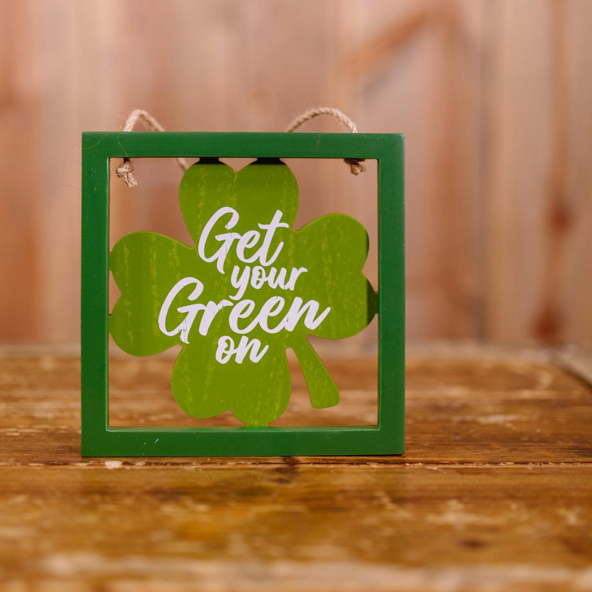 St. Patrick's Day Air Fryer Recipes a Wooden Sign in the Shape of a Shamrock That Says Get Your Green On