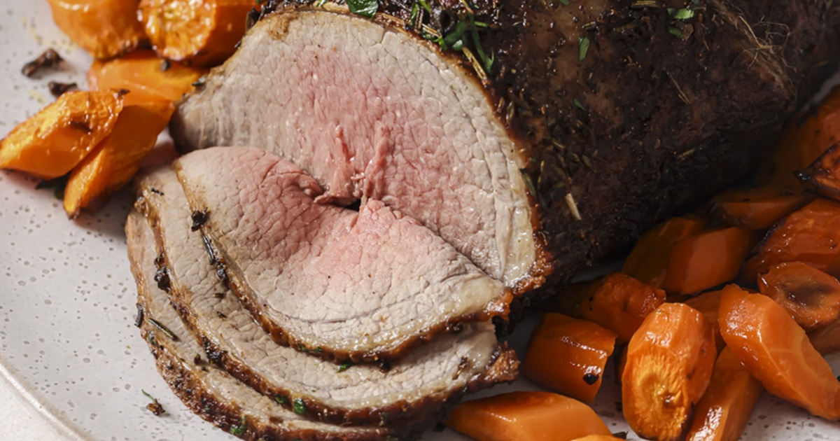 Patriotic Memorial Day Air Fryer Recipes Air Fryer Brisket with a Few Slices and Carrots on a Plate