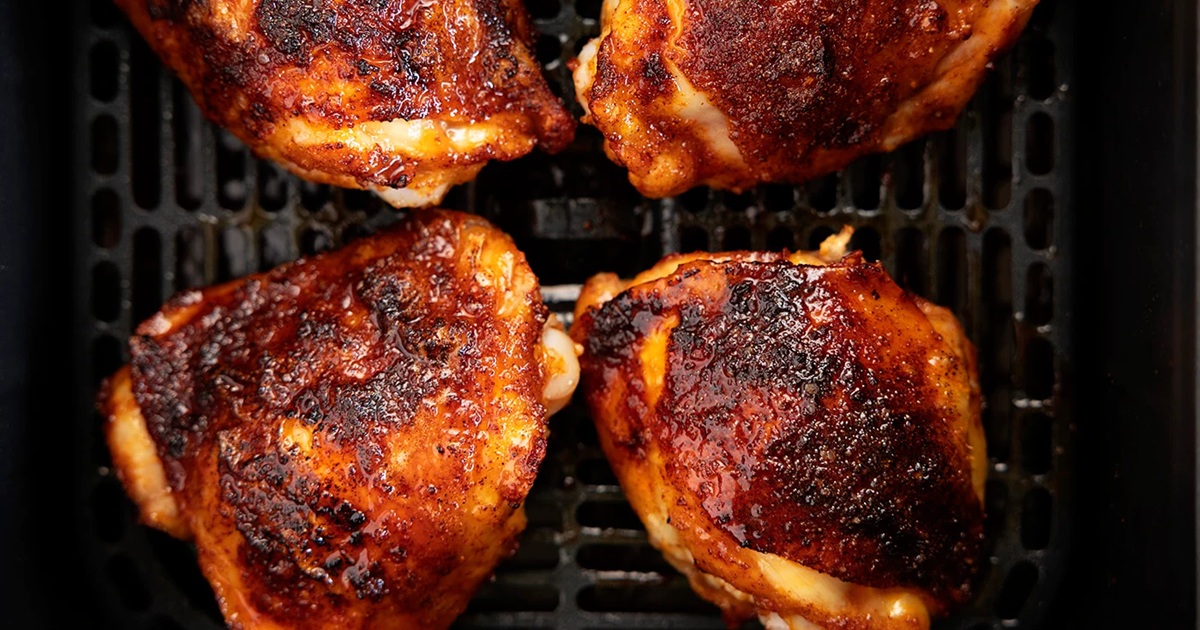 Air Fryer Bone-In Chicken Thigh Recipes Air Fryer Hot Honey Chicken Thighs in an Air Fryer Basket