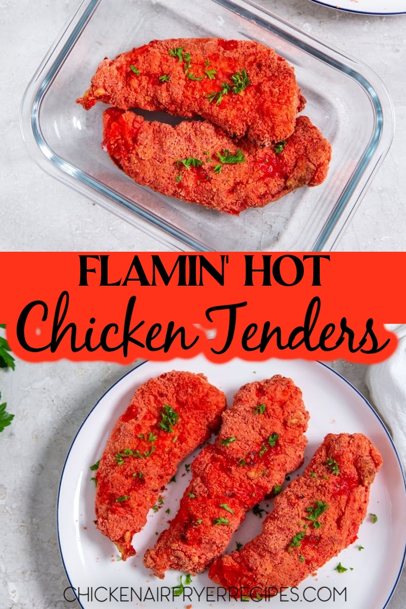 Our air fryer Flamin&rsquo; Hot Cheetos chicken tenders recipe is an easy lunch recipe for kids, a fun snack and an even better party appetizer recipe.