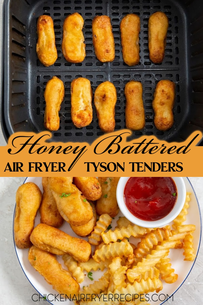 Our air fryer Tyson honey battered breast tenders make crispy chicken tenders easier and quicker to cook at home for kids.