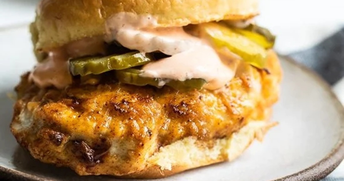Air Fryer Chicken Sandwich Recipes Air Fryer Chicken Sandwich with Sriracha Mayo on a Plate