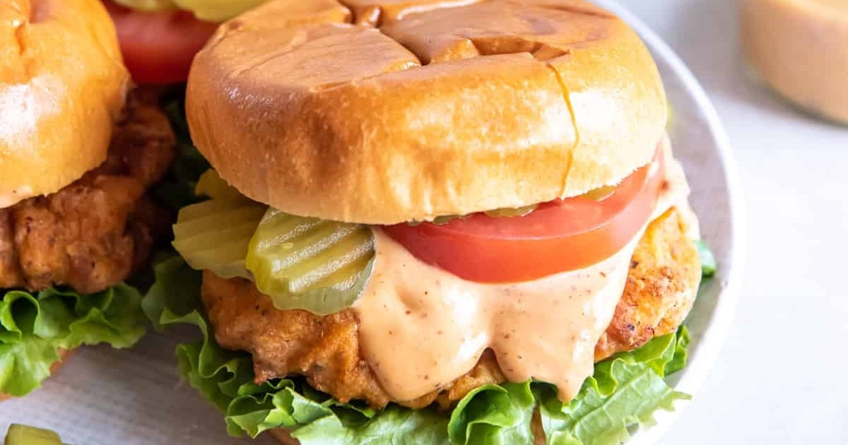 Air Fryer Chicken Sandwich Recipes Air Fryer Chicken Sandwich (Pickle Brined) on a White Plate