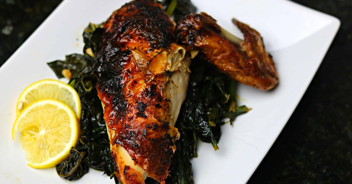Air Fryer Whole Chicken Recipes Keto Air Fryer Whole Chicken Recipe on a Serving Platter with Lemon Slices