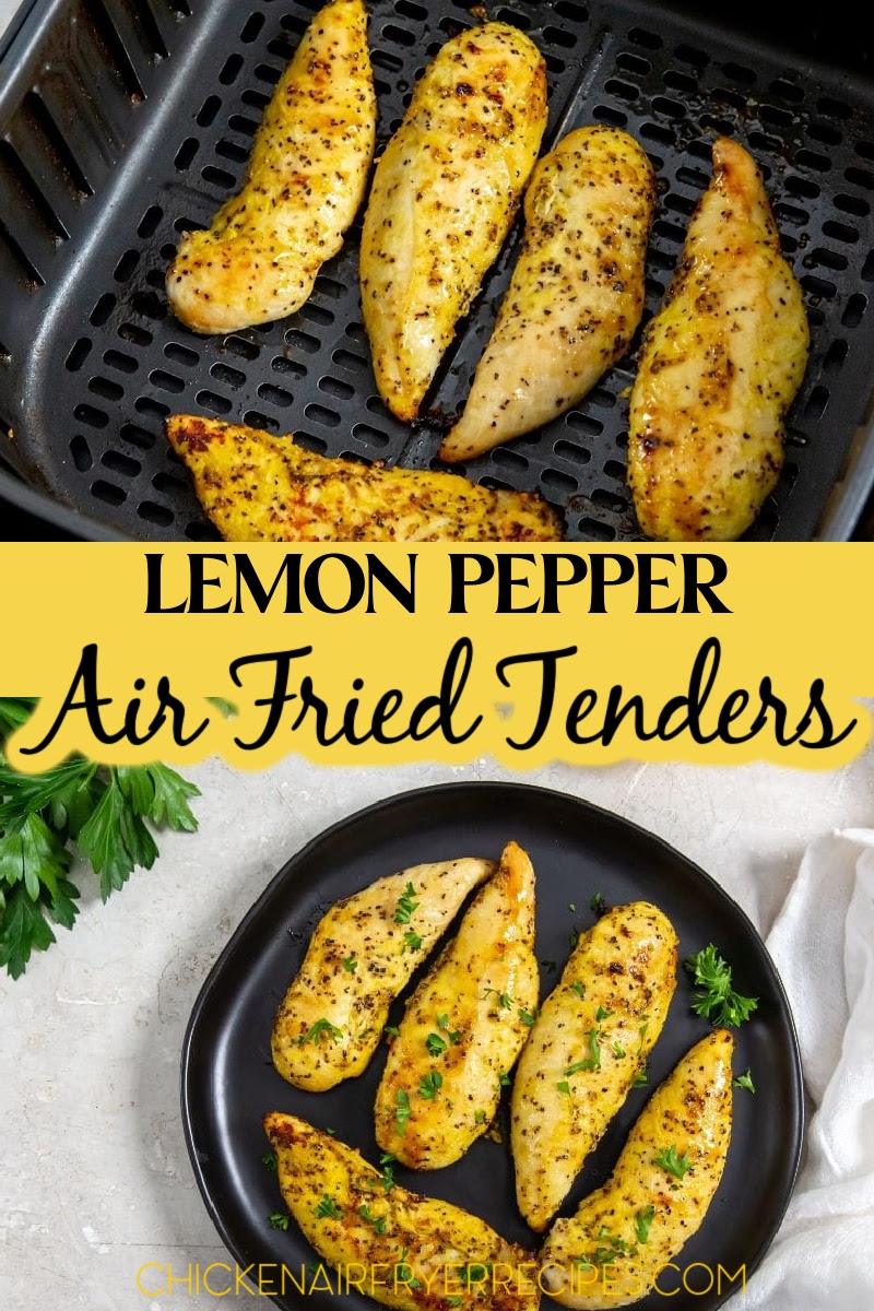 These air fryer lemon pepper chicken tenders are ready in just 15 minutes! Coated in lemon pepper seasoning, they are easy for lunch or dinner.