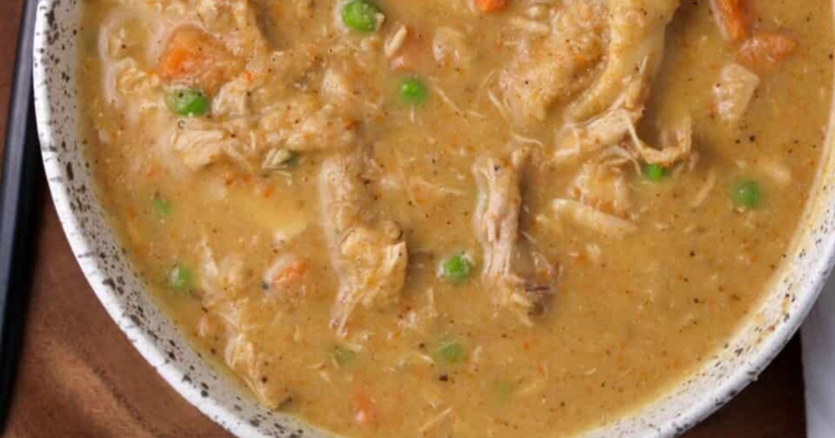 Air Fryer Chicken Soup Close Up of Roasted Cauliflower Chicken Soup in a White Bowl