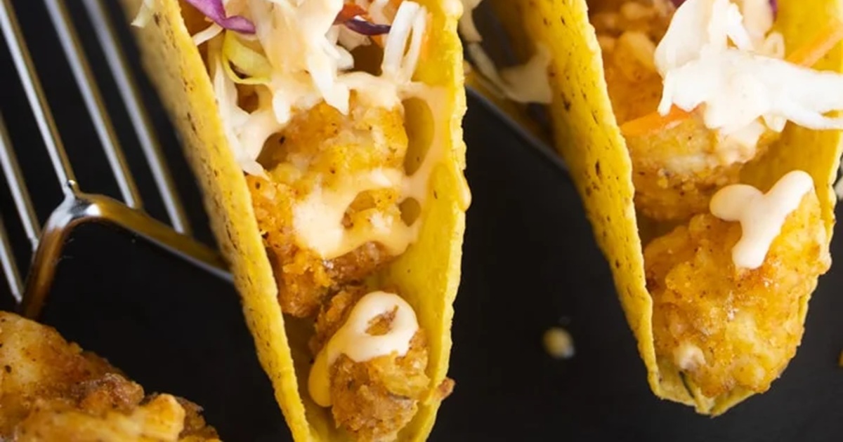 Air Fryer Chicken Taco Recipes Close Up of Fried Chicken Tacos