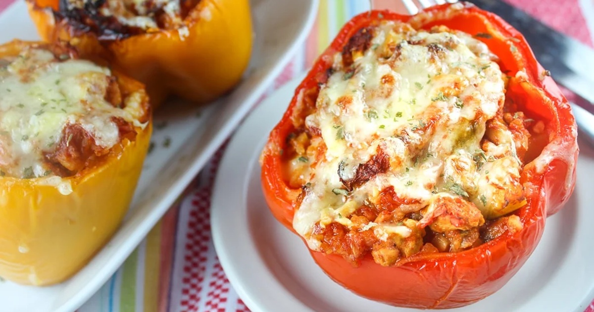 WW Air Fryer Recipes Air Fryer Stuffed Peppers on a Small Plate
