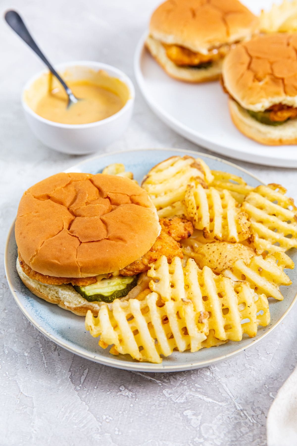 CopyCat Chick-fil-A Sandwich chicken Sandwich with fries.