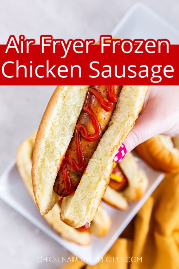 Air fryer frozen chicken sausage is the easy dinner your whole family will eat. Cook straight from frozen in minutes. Get the recipe!