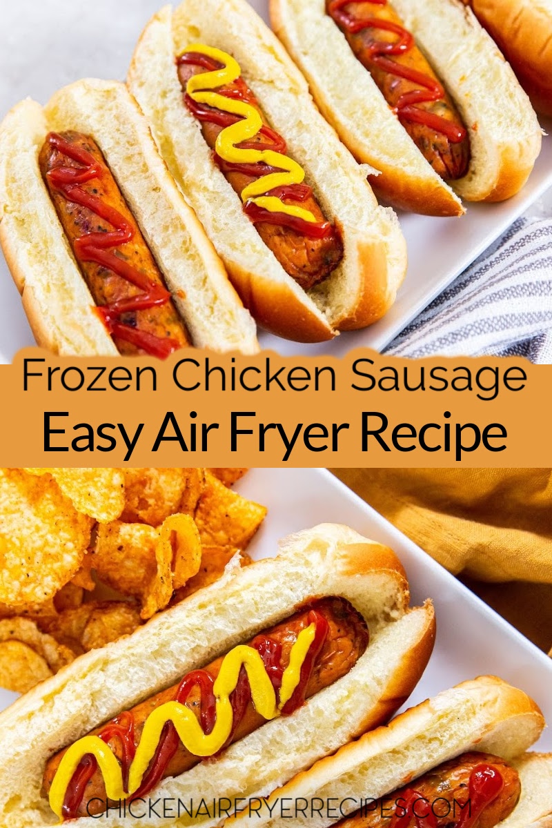 Air fryer frozen chicken sausage is the easy dinner your whole family will eat. Cook straight from frozen in minutes. Get the recipe!