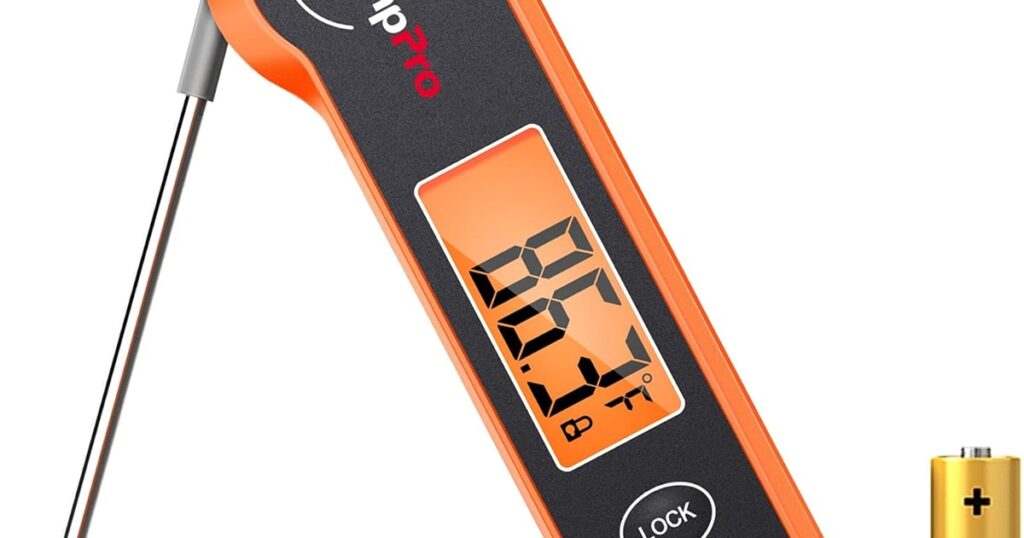 Must-Have Air Fryer Accessories a Meat Thermometer with "86.3F" on the Display