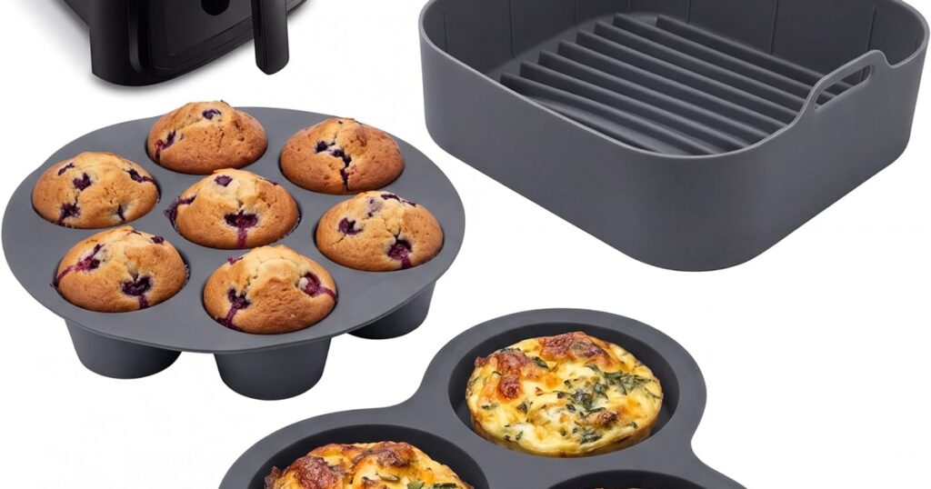 Must-Have Air Fryer Accessories a Muffin Baking Silicone, an Egg Baking Silicone and a Square Baking Silicone for Air Fryers